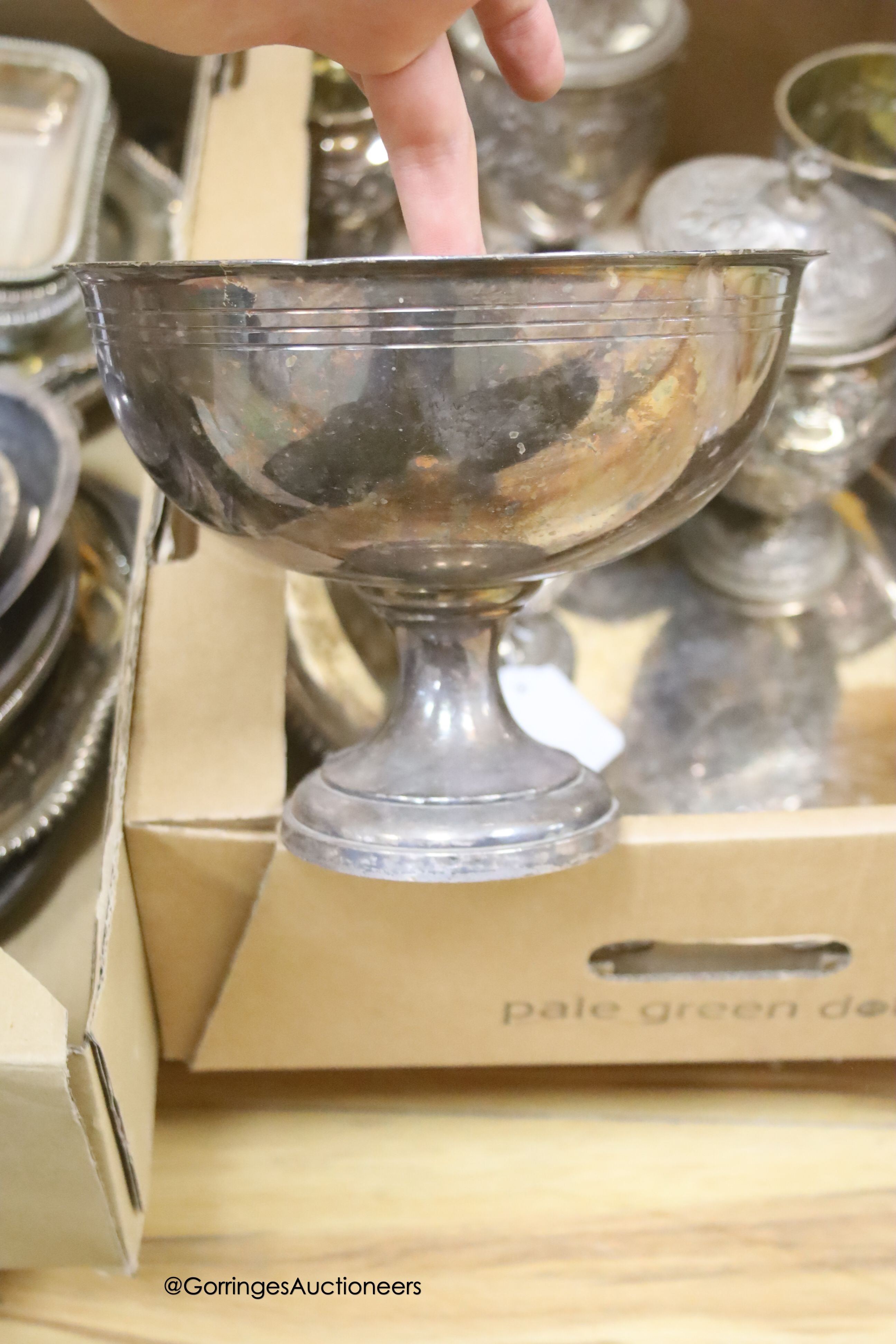 A pair of Sheffield Plate telescopic candlesticks and a quantity of plated wares